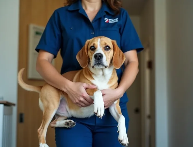 Technician respectfully transporting a deceased dog in Auburn